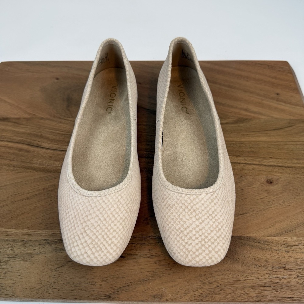 New Womens Vionic Orinda Square Toe Flat Rose Leather Shoes Size 7 M - Picture 4 of 8